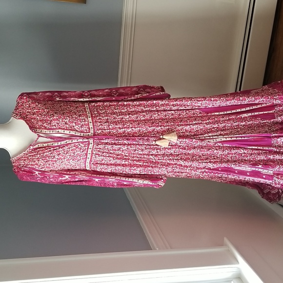 FREE PEOPLE HAPPY FEELINGS MIDI DRESS IN PEACH PIE COMBO- NWT - Picture 3 of 11